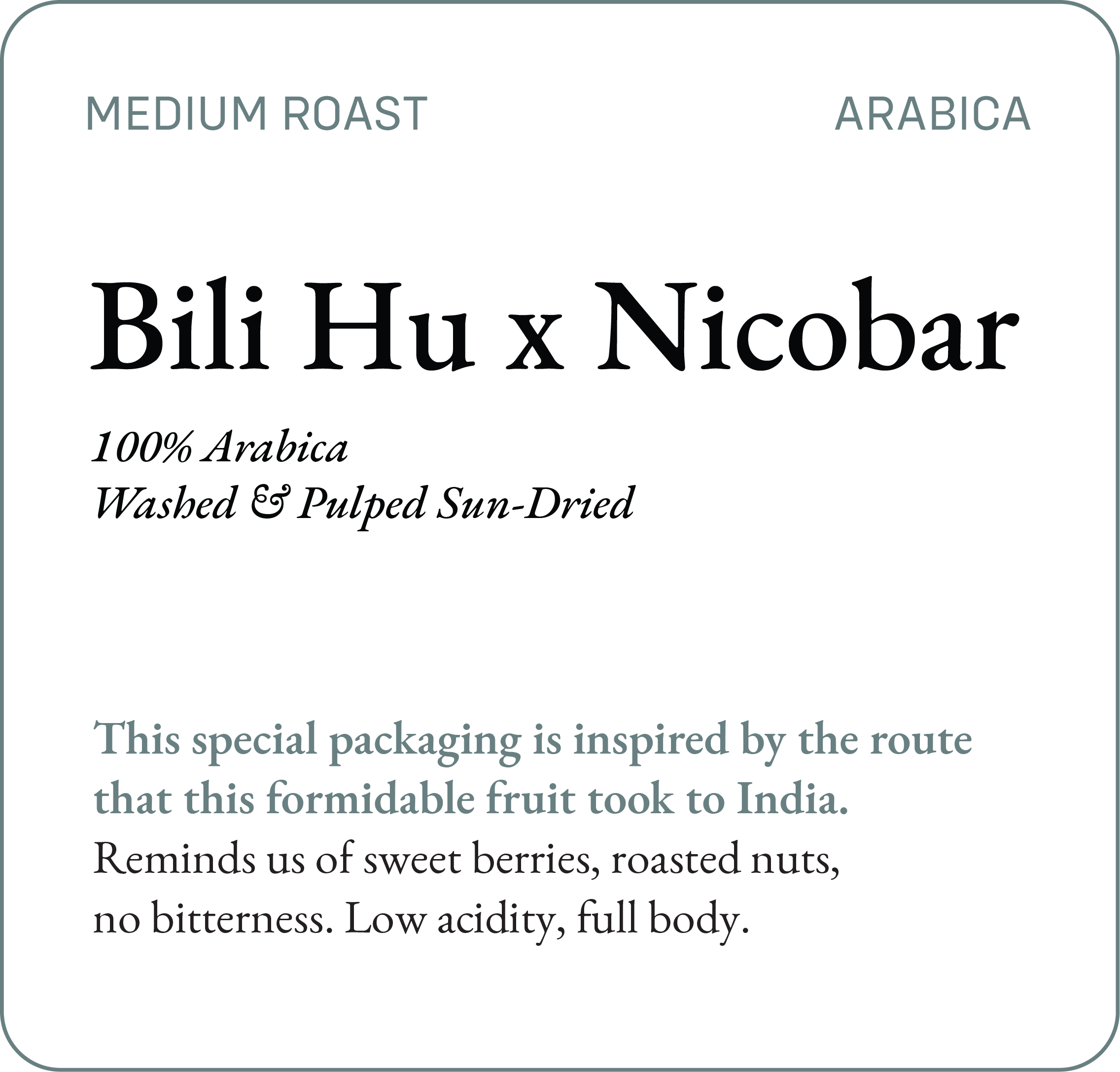 Nicobar Blend (250g, Medium Roast) — Bili Hu
